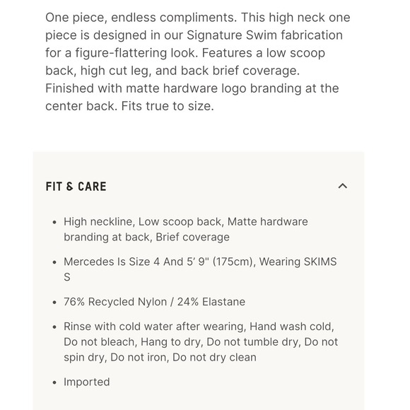 SKIMS High Neck One Piece‎ Swimsuit Low Back High Cut Leg Onyx S - Picture 6 of 10